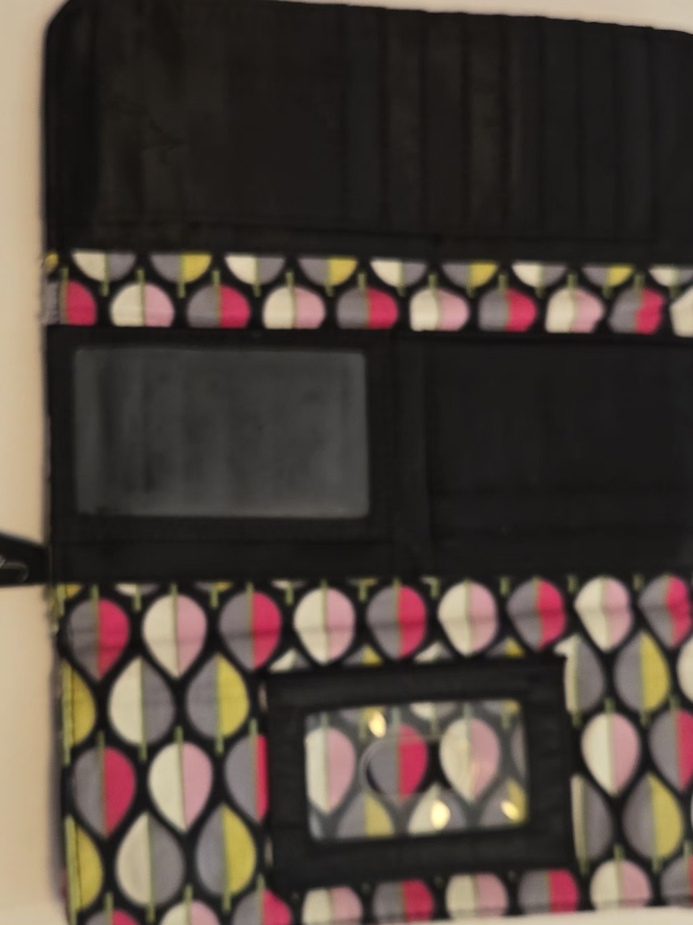 Vera Bradley Black Floral Quilted Trifold Wallet - Picture 3 of 5